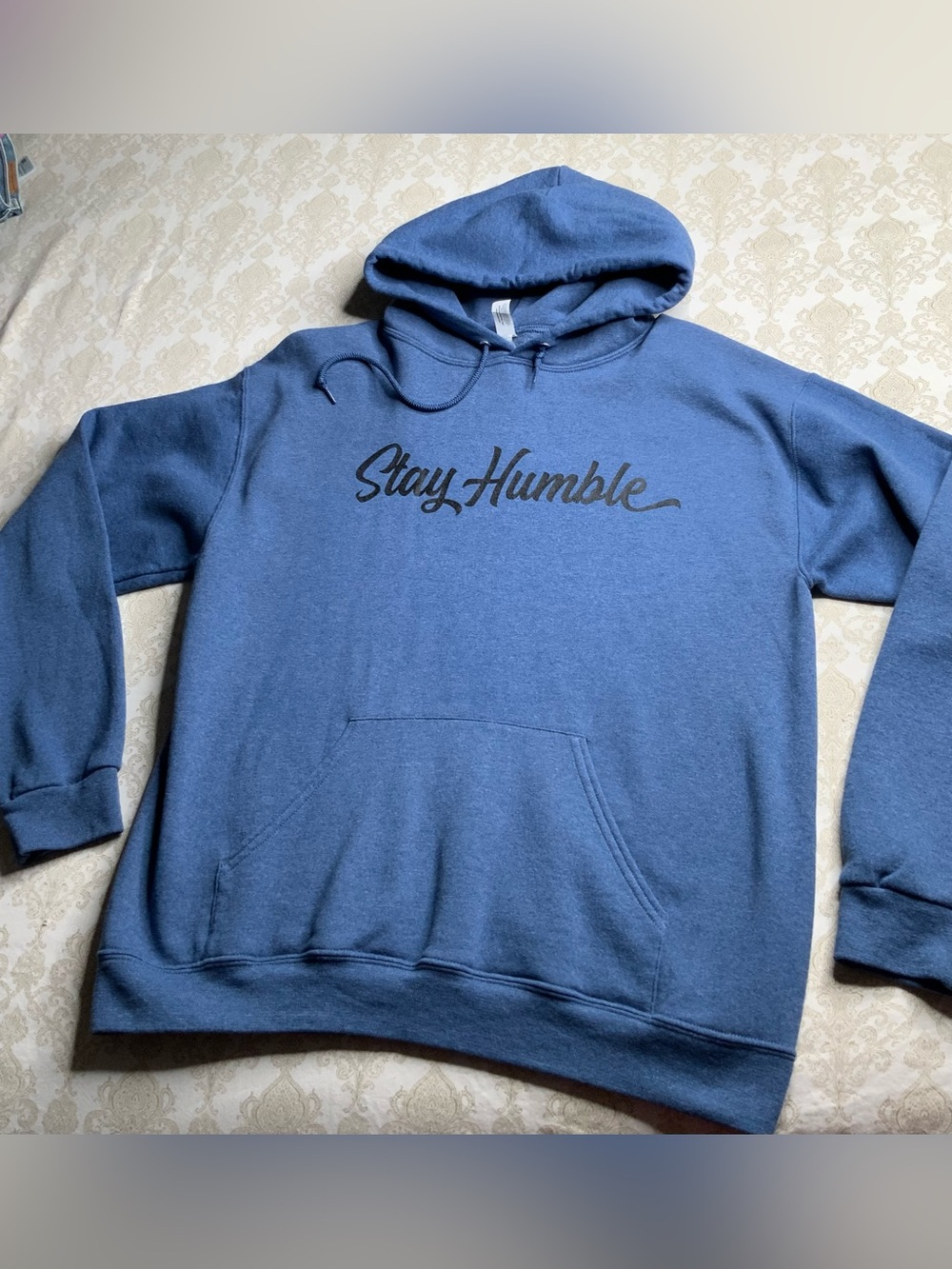 Jerzees Stay Humble Blue Pullover Hoodie Medium Unisex